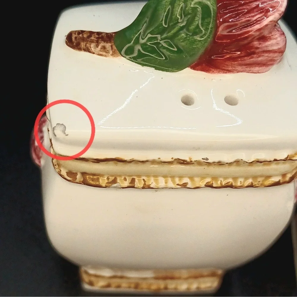 Vintgage K & K Salt and Pepper Shaker Set‎ Pink Floral Majolica Style *READ*